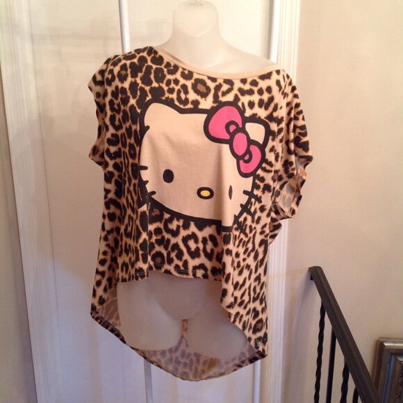 Vintage 2012 Sanrio Hello Kitty Hi Lo Leopard Slouchy T-Shirt Top 3X - Picture 1 of 8